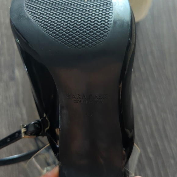 Zara Vinyl Patent Black Slingback Heels - Picture 10 of 10